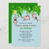 Invitation Le bonbon Monkeys l'invitation d'anniversaire de (Devant / Derrière)