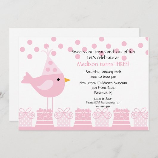 Invitation Le bonbon traite l'invitation d'anniversaire de (Devant / Derrière)