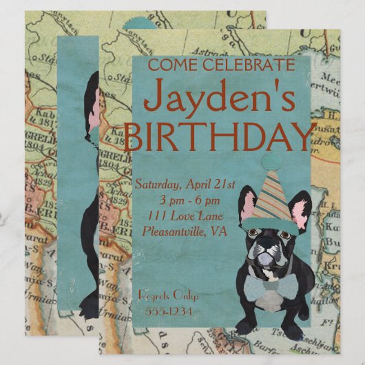 INVITATION LE BOULEDOGUE FRANÇAIS EXPLORENT L'INVITATION (Devant / Derrière)