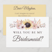 Invitation Le Bouquet De Tournesol Serez-Vous Ma Serveuse D'A (Devant / Derrière)