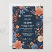 Invitation Le budget pas cher extérieur élégant Mariage bleu (Devant)