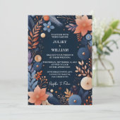 Invitation Le budget pas cher extérieur élégant Mariage bleu (Debout devant)