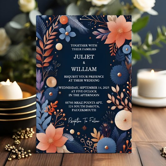 Invitation Le budget pas cher extérieur élégant Mariage bleu