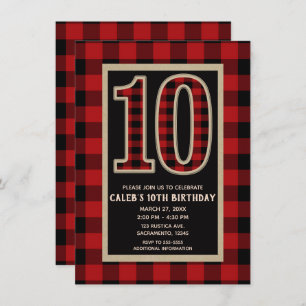 Invitation Le buffle rouge rustique du 10e anniversaire de la