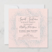 Invitation Le cadre argenté de parties scintillantes chic (Devant)