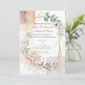 Invitation Le cadre doré floral Wedding  (Debout devant)