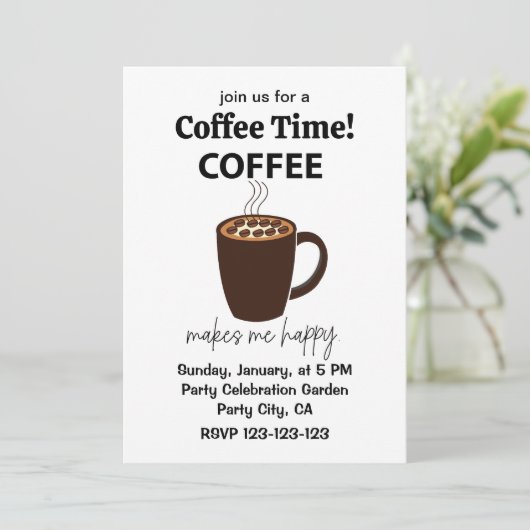 Invitation Le Café Me Rend Joyeux Café (Debout devant)