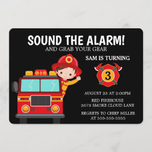 Invitation Le camion de pompiers badine l'invitation de