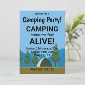 Invitation Le camping me fait me sentir vivant Fête de campin (Debout devant)