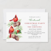 Invitation Le cardinal rouge Holly Berry fête de Noël VIRTUEL (Devant)