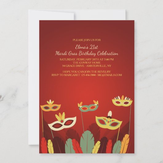 Invitation Le carnaval masque l'invitation (Devant)