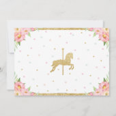 Invitation Le carrousel rose floral 1er anniversaire avec pho (Dos)