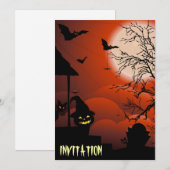 Invitation Le cauchemar de la lune sanglante d'Halloween (Devant / Derrière)