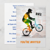 Invitation Le cavalier de BMX en peinture abstraite (Devant / Derrière)