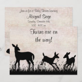Invitation Le cerf dans le Baby shower des jumeaux de prairie (Devant / Derrière)