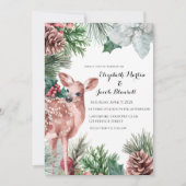 Invitation Le cerf d'hiver, les Pinecones et le Mariage Holly (Devant)