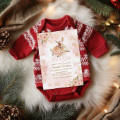 Invitation Le cerf d'hiver rose est un Baby shower de fille