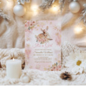 Invitation Le cerf d'hiver rose est un Baby shower de fille