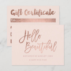 Invitation Le certificat-prime rougissent or rose bonjour
