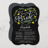 Invitation Le Chalboard Moderne, C'Est La Florale De La Marié (Devant / Derrière)