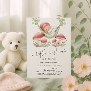 Invitation Le Champignon est sur Way Baby shower Woodland