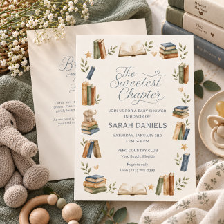 Invitation Le Chapitre le Plus Doux Fête de Naissance sur le
