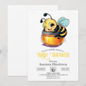 Invitation Le charmant Baby shower d'abeilles (Devant / Derrière)