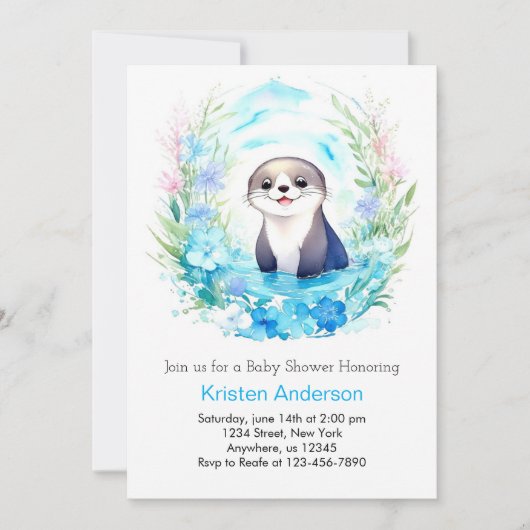 Invitation Le charmant Baby shower de garçon d'aquarelle Otte (Devant)