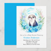 Invitation Le charmant Baby shower de garçon d'aquarelle Otte (Devant / Derrière)