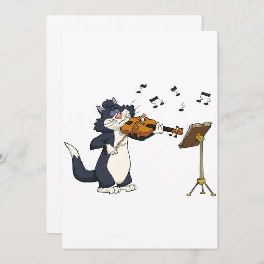 Invitation Le Chat Jouant Le Violon (Devant / Derrière)