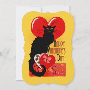Invitation Le Chat Noir Cœur Bonbon Saint-Valentin