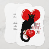 Invitation Le Chat Noir Cœur Candy Saint-Valentin  (Devant / Derrière)