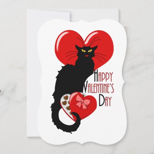 Invitation Le Chat Noir Cœur Candy Saint-Valentin  (Devant)