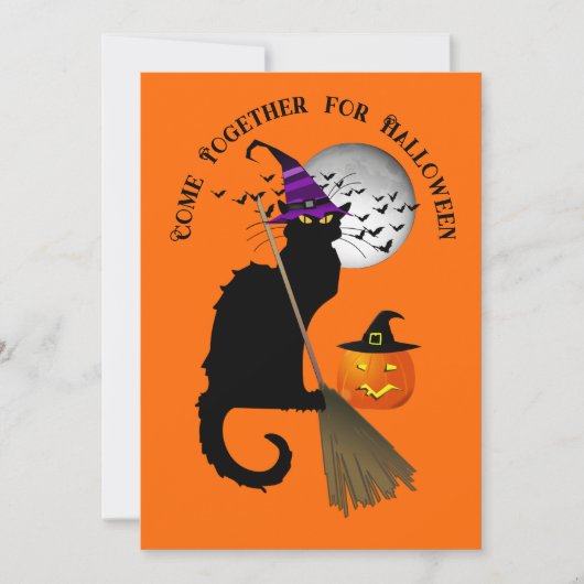 Invitation Le Chat Noir Halloween Witch (Devant)