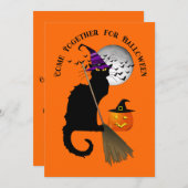 Invitation Le Chat Noir Halloween Witch (Devant / Derrière)