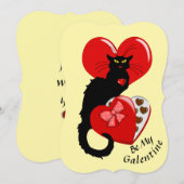 Invitation Le Chat Noir Heart Candy Valentine's Day (Devant / Derrière)