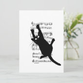 Invitation Le chat s'accroche aux notes de musique (Debout devant)