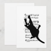 Invitation Le chat s'accroche aux notes de musique (Devant / Derrière)