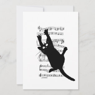 Invitation Le chat s'accroche aux notes de musique
