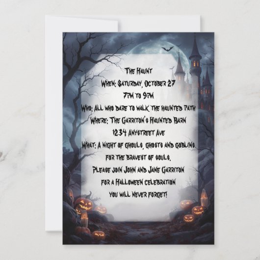 Invitation Le château de la fête d'Halloween de Mist (Devant)