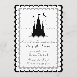 Invitation Le Château Du Rêve Blanc Noir Dans Le Baby shower
