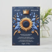 Invitation Le Château Luxe Fuchsia Crown Royal Blue Mariage (Debout devant)