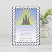 Invitation Le Château Rêvé De Bleu Gris Dans Le Baby shower D (Debout devant)