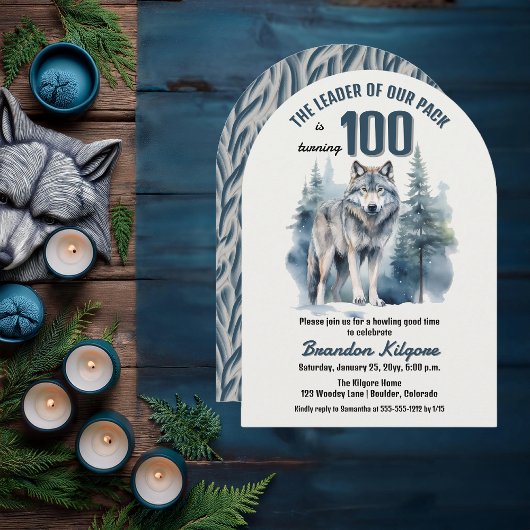 Invitation Le chef de notre pack Wolf 100e fête d'anniversair