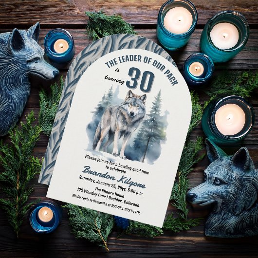 Invitation Le chef de notre pack Wolf 30e fête d'anniversaire
