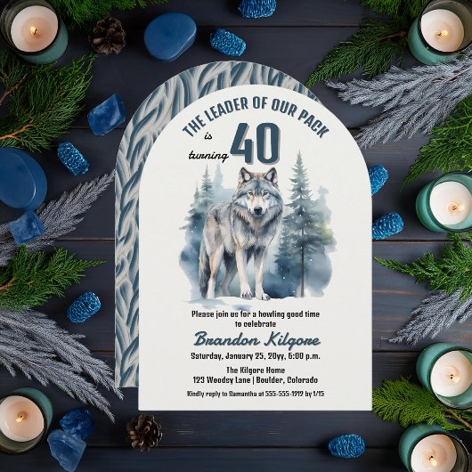 Invitation Le chef de notre pack Wolf 40e fête d'anniversaire