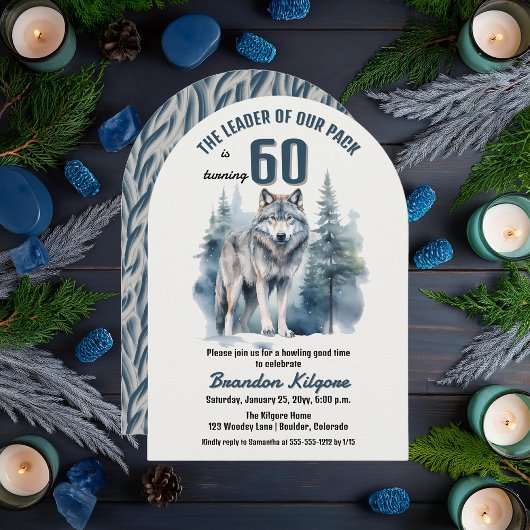 Invitation Le chef de notre pack Wolf 60e fête d'anniversaire