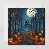 Invitation Le chemin de la forêt hantée- Halloween (Devant)