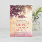 Invitation Le chêne rose corail & mariage inséparables invite (Debout devant)