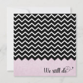 Invitation le chevron noir et argent sur le blush rose (Devant)